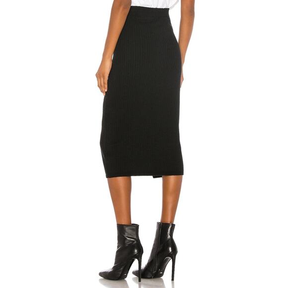 Free People Skyline Ribbed Knit Midi Skirt Black Small Bodycon 90s Minimalist - Picture 10 of 11